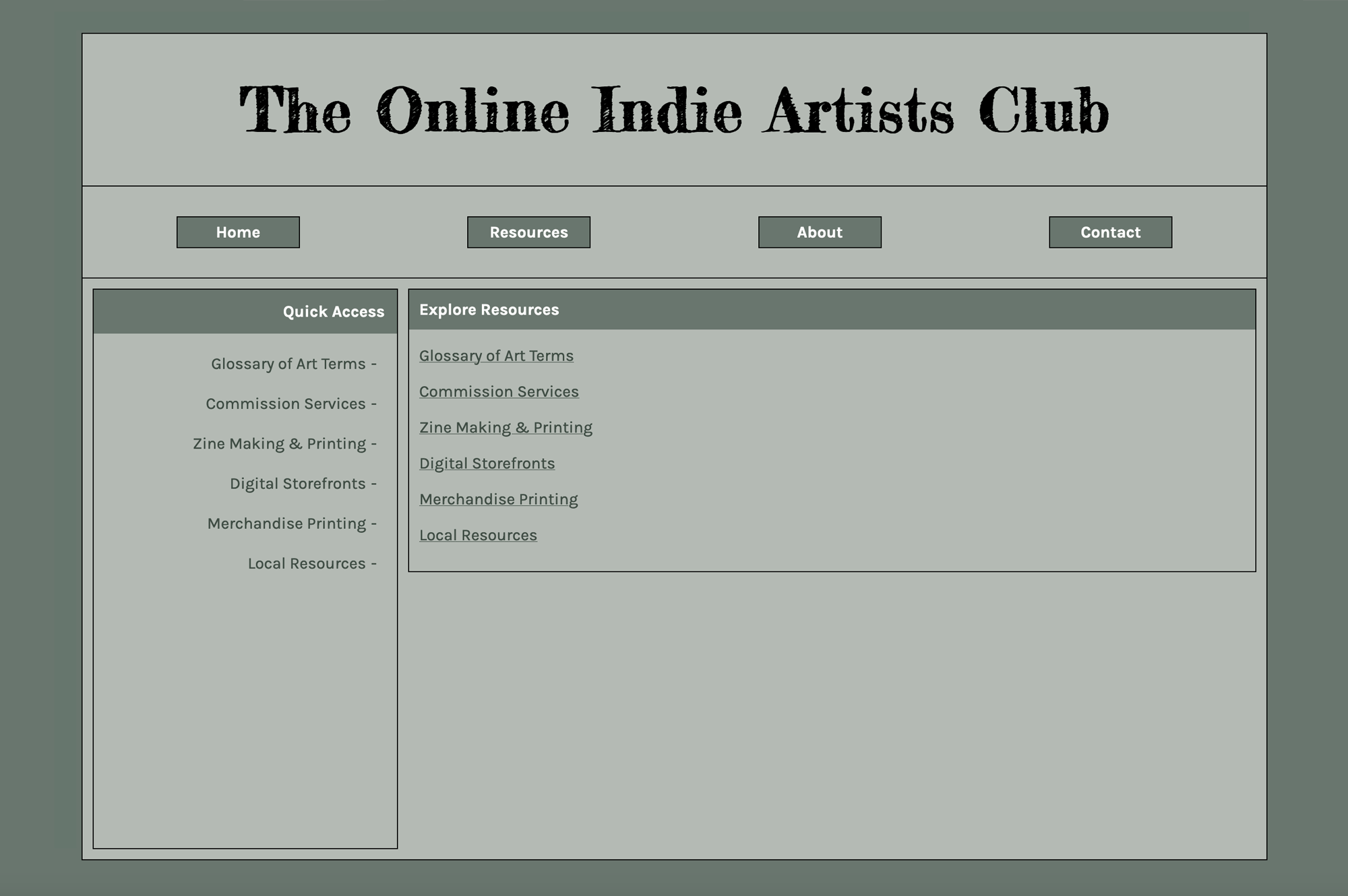 Indie Artists Club Resource List